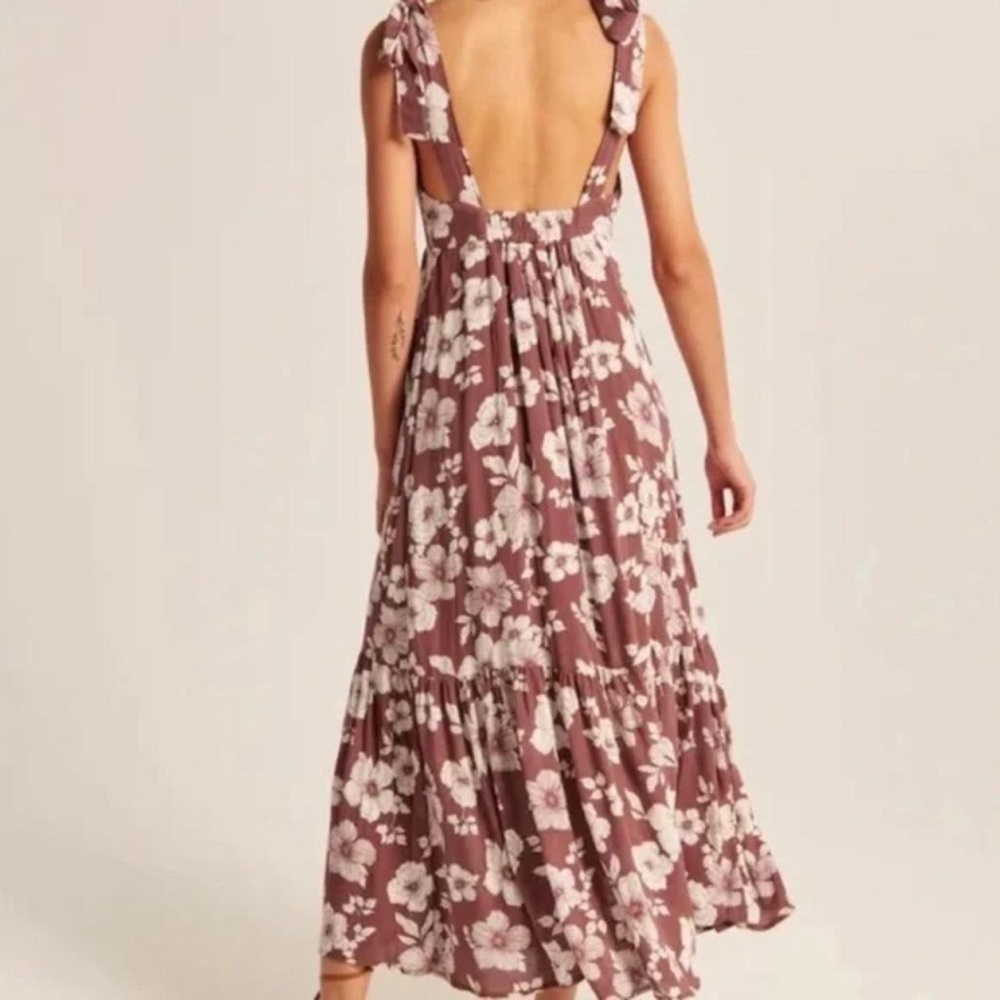 Abercrombie & Fitch Women's Burgundy and Red Dress - Picture 4 of 5